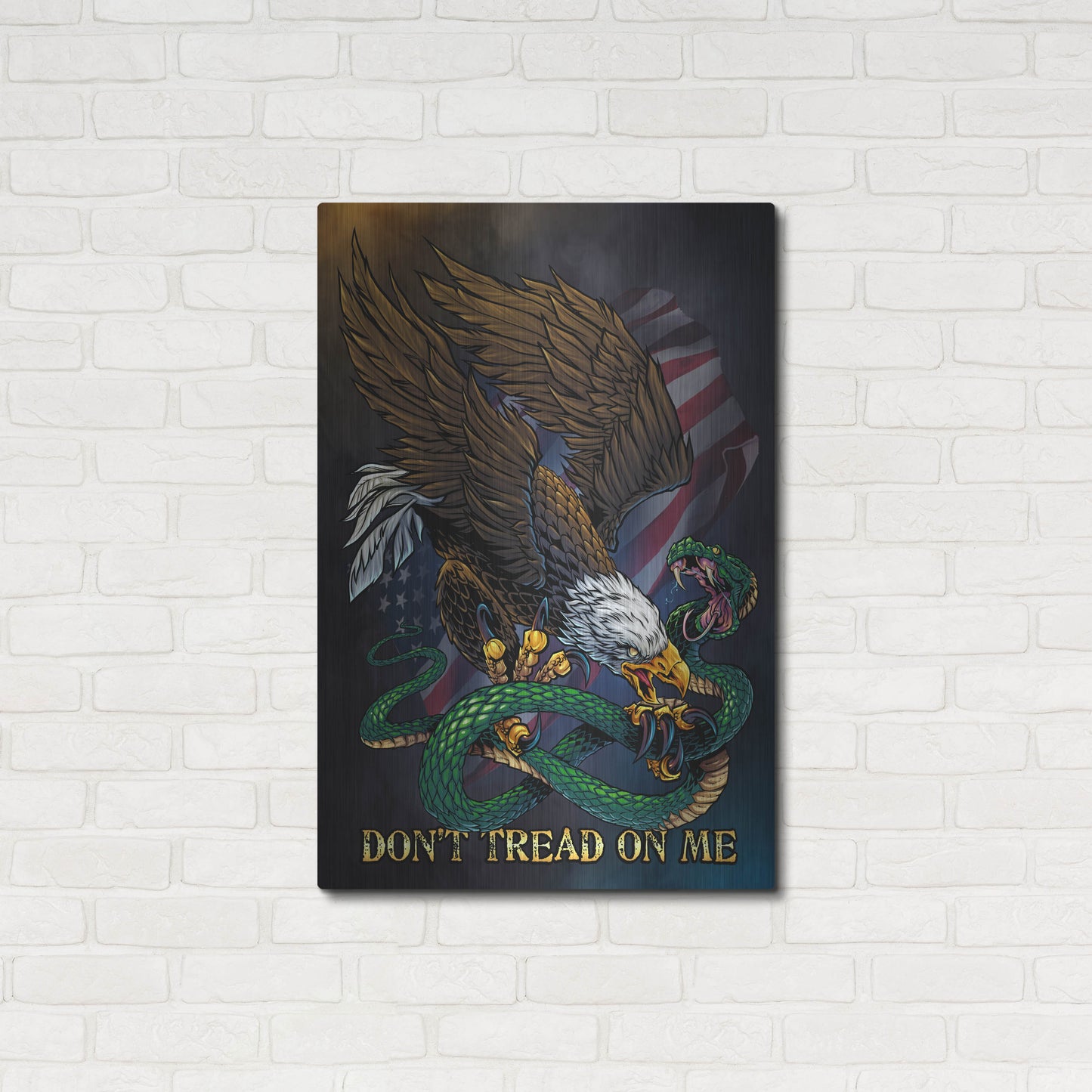 Luxe Metal Art 'Don't Tread On Me Eagle and Snake' by Flyland Designs, Metal Wall Art,24x36