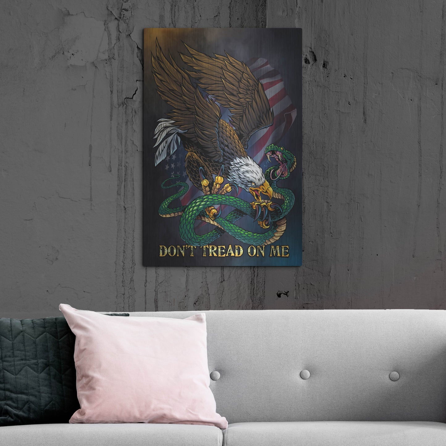 Luxe Metal Art 'Don't Tread On Me Eagle and Snake' by Flyland Designs, Metal Wall Art,24x36