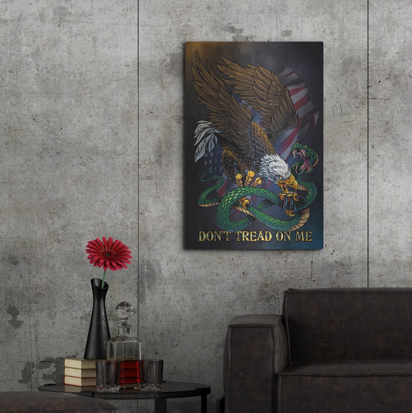 Luxe Metal Art 'Don't Tread On Me Eagle and Snake' by Flyland Designs, Metal Wall Art,24x36