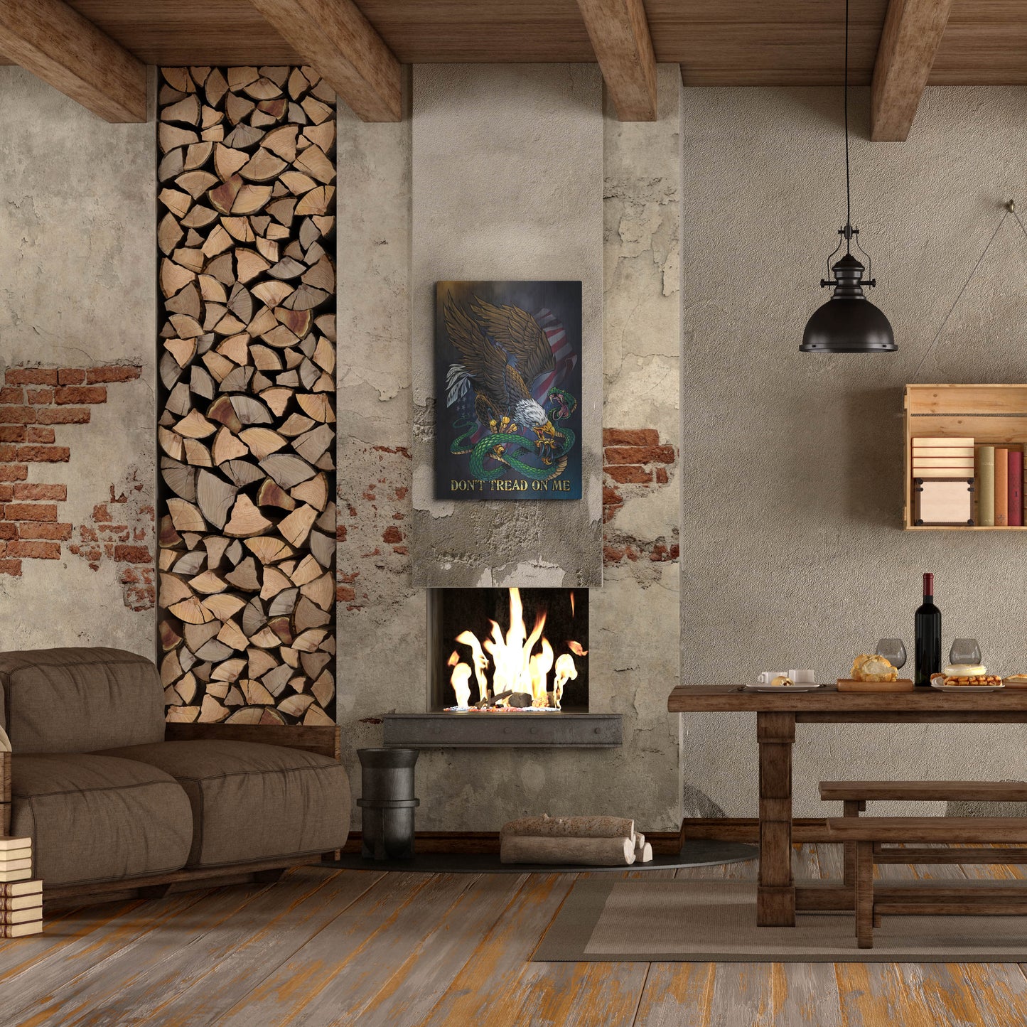 Luxe Metal Art 'Don't Tread On Me Eagle and Snake' by Flyland Designs, Metal Wall Art,24x36