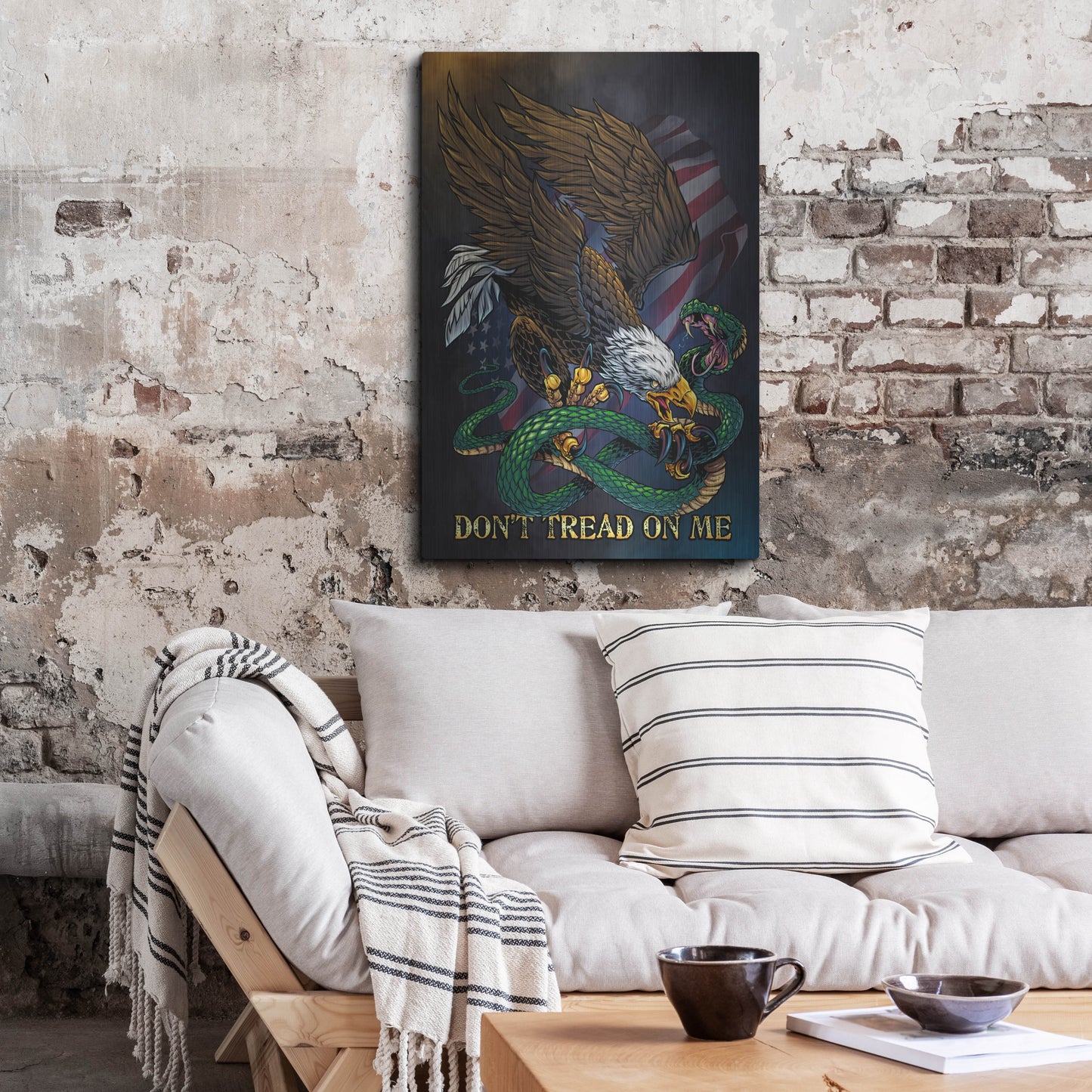 Luxe Metal Art 'Don't Tread On Me Eagle and Snake' by Flyland Designs, Metal Wall Art,24x36