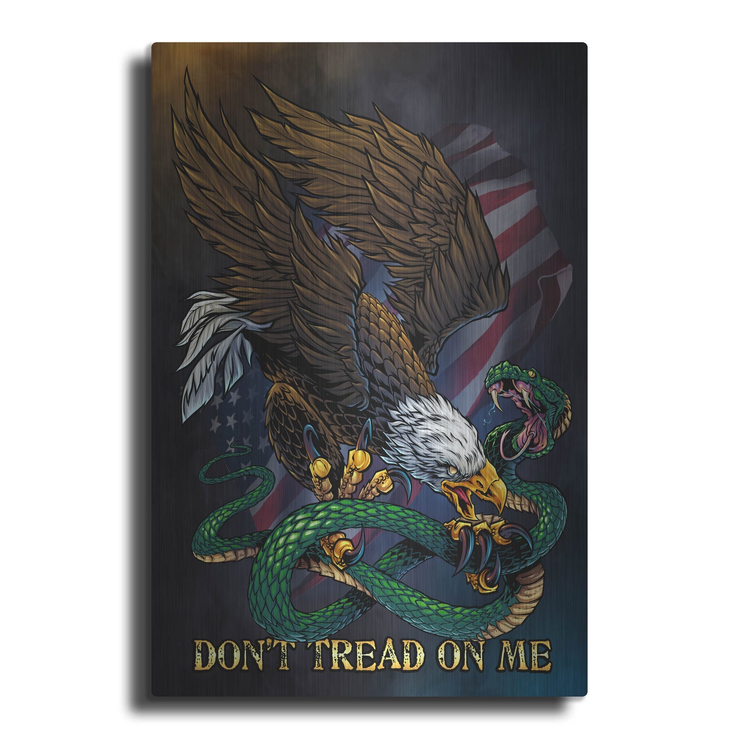 Luxe Metal Art 'Don't Tread On Me Eagle and Snake' by Flyland Designs, Metal Wall Art