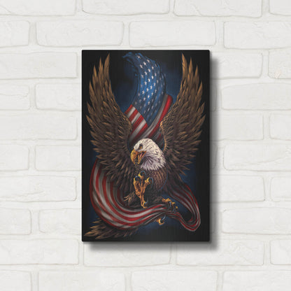 Luxe Metal Art 'Eagle and Flag' by Flyland Designs, Metal Wall Art,12x16