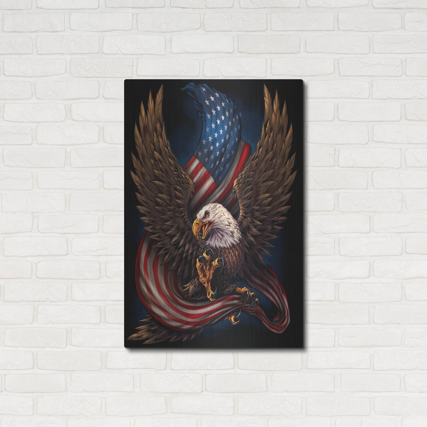Luxe Metal Art 'Eagle and Flag' by Flyland Designs, Metal Wall Art,24x36
