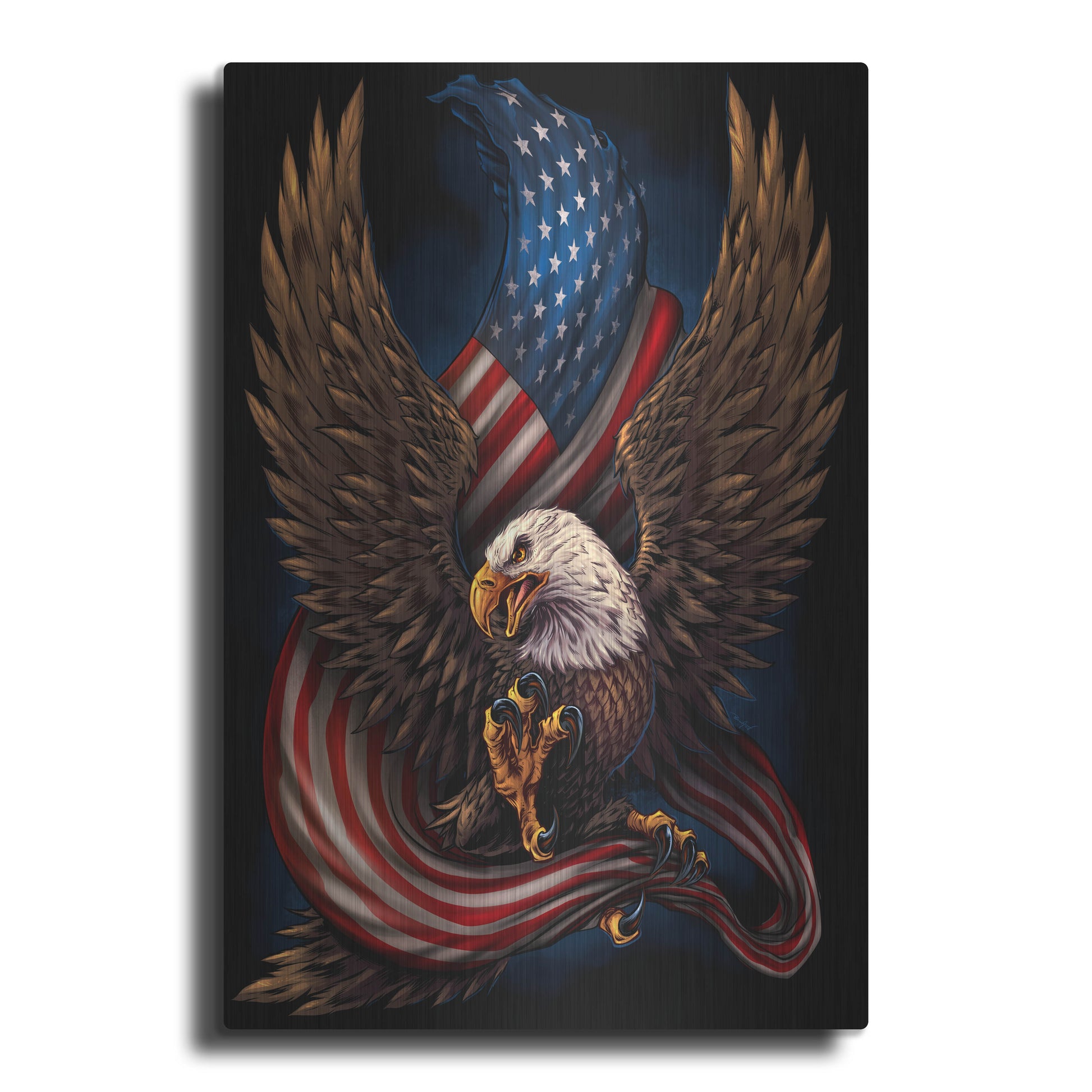 Luxe Metal Art 'Eagle and Flag' by Flyland Designs, Metal Wall Art