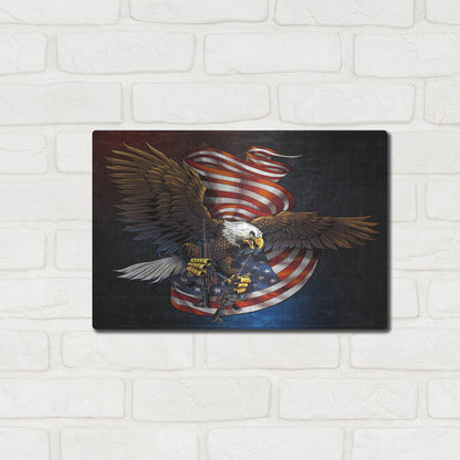 Luxe Metal Art 'Eagle and Guns' by Flyland Designs, Metal Wall Art,16x12