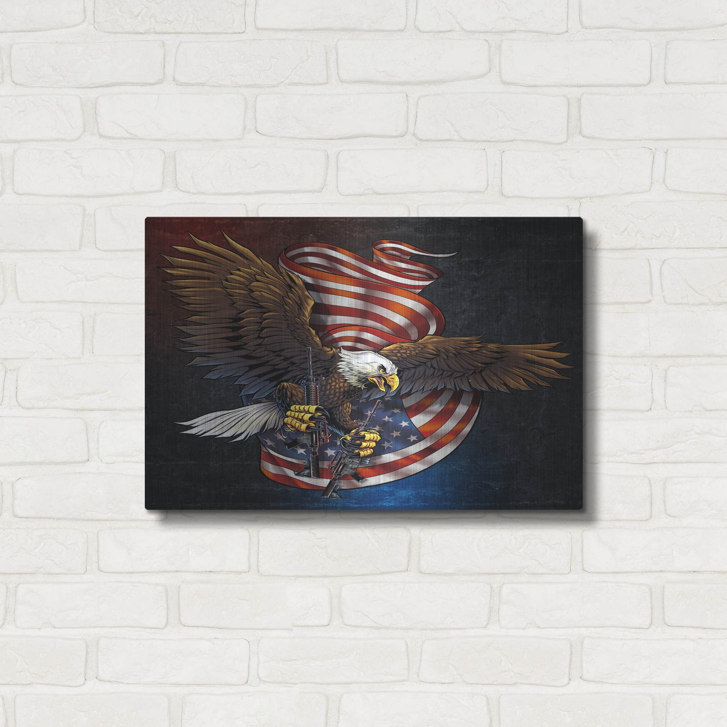 Luxe Metal Art 'Eagle and Guns' by Flyland Designs, Metal Wall Art,24x16