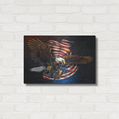 Luxe Metal Art 'Eagle and Guns' by Flyland Designs, Metal Wall Art,24x16