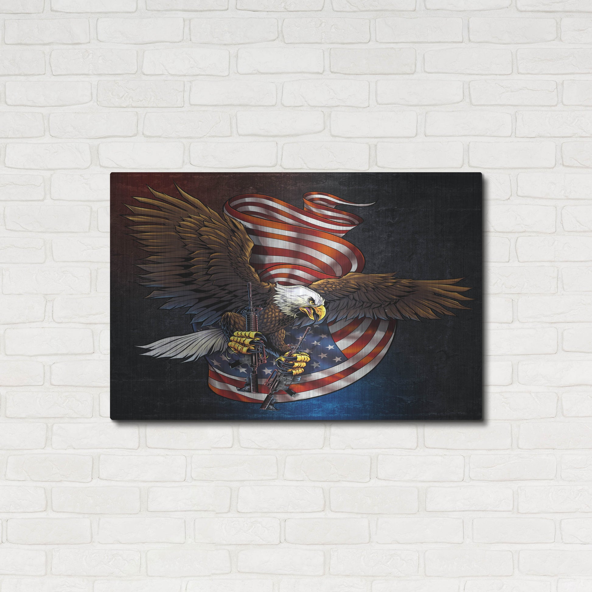 Luxe Metal Art 'Eagle and Guns' by Flyland Designs, Metal Wall Art,36x24