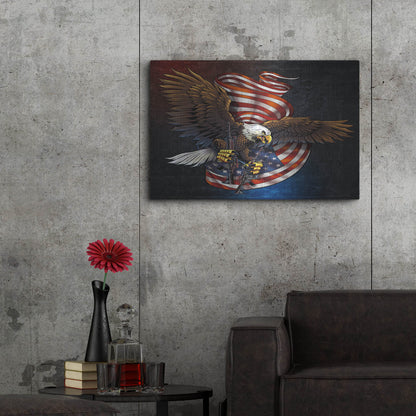 Luxe Metal Art 'Eagle and Guns' by Flyland Designs, Metal Wall Art,36x24