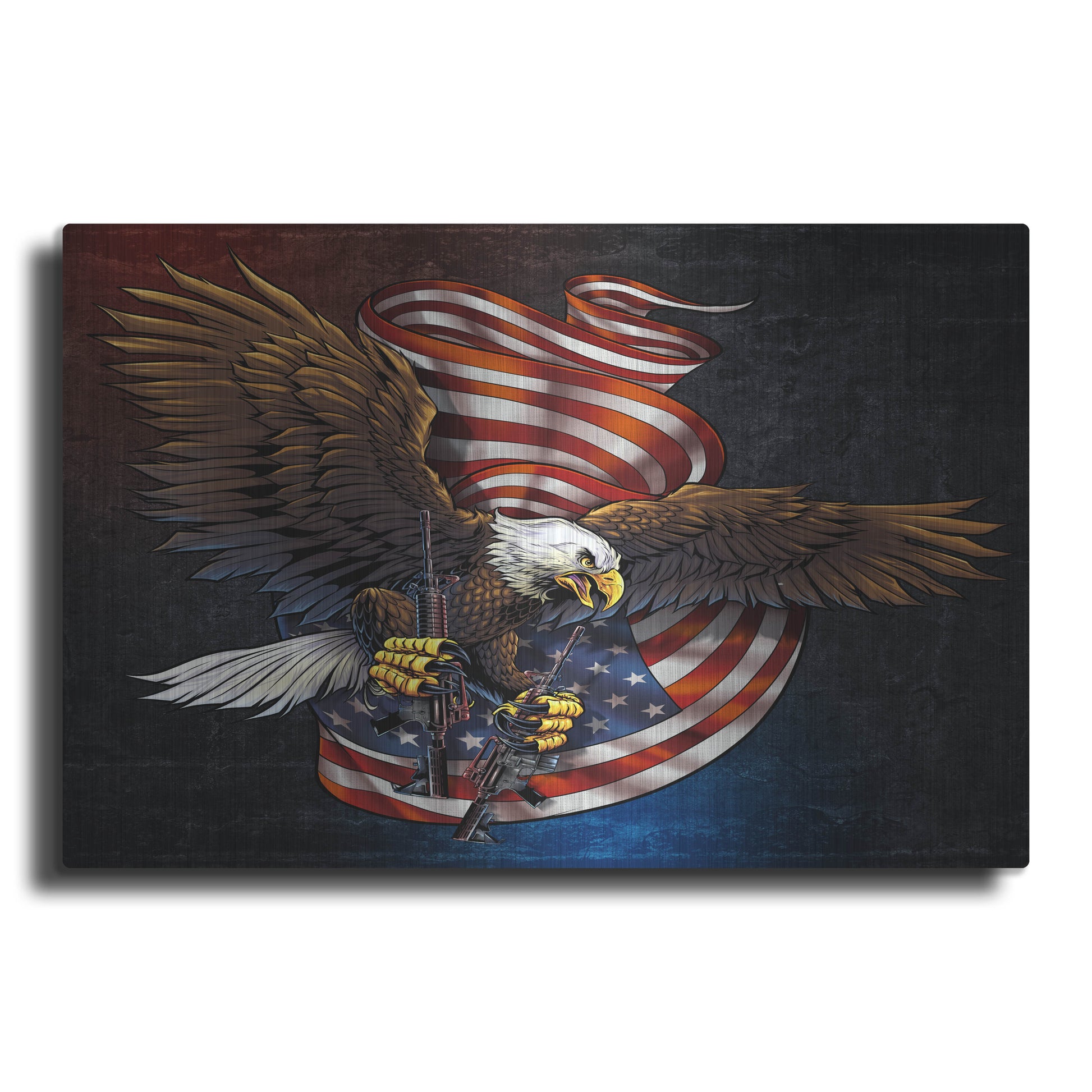 Luxe Metal Art 'Eagle and Guns' by Flyland Designs, Metal Wall Art