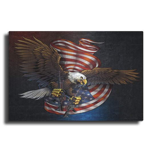 Luxe Metal Art 'Eagle and Guns' by Flyland Designs, Metal Wall Art