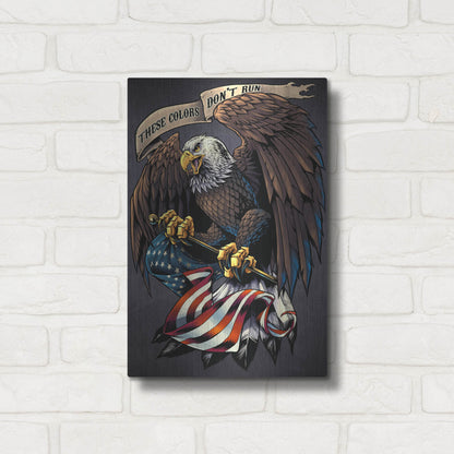 Luxe Metal Art 'Eagle Holding Flag' by Flyland Designs, Metal Wall Art,12x16