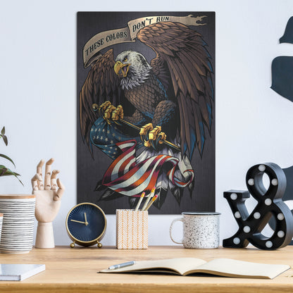 Luxe Metal Art 'Eagle Holding Flag' by Flyland Designs, Metal Wall Art,12x16