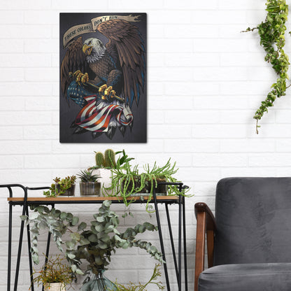 Luxe Metal Art 'Eagle Holding Flag' by Flyland Designs, Metal Wall Art,12x16