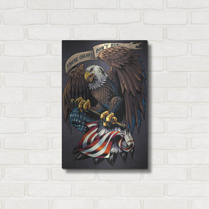 Luxe Metal Art 'Eagle Holding Flag' by Flyland Designs, Metal Wall Art,16x24