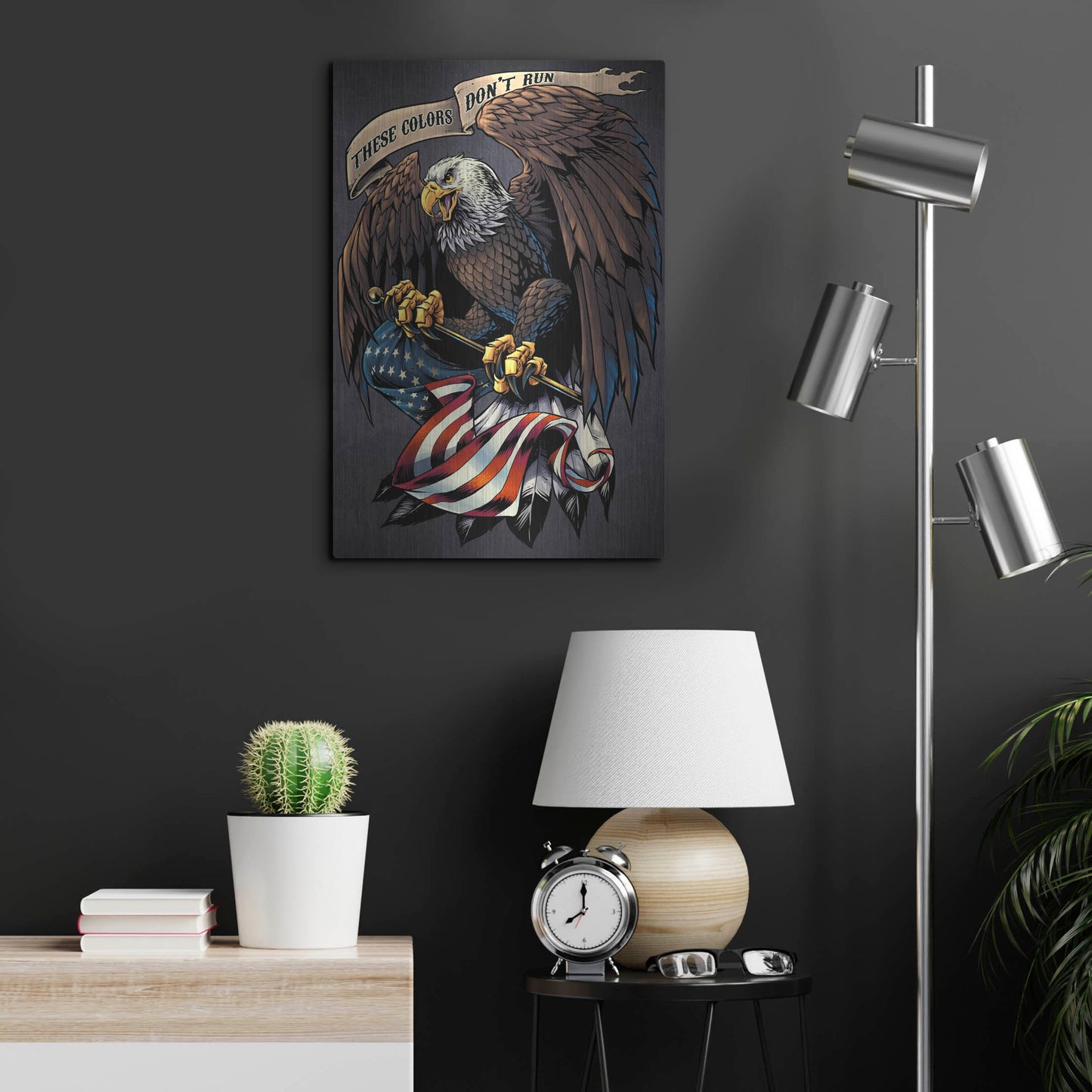 Luxe Metal Art 'Eagle Holding Flag' by Flyland Designs, Metal Wall Art,16x24