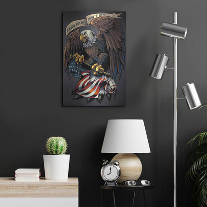 Luxe Metal Art 'Eagle Holding Flag' by Flyland Designs, Metal Wall Art,16x24