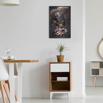 Luxe Metal Art 'Eagle Holding Flag' by Flyland Designs, Metal Wall Art,16x24