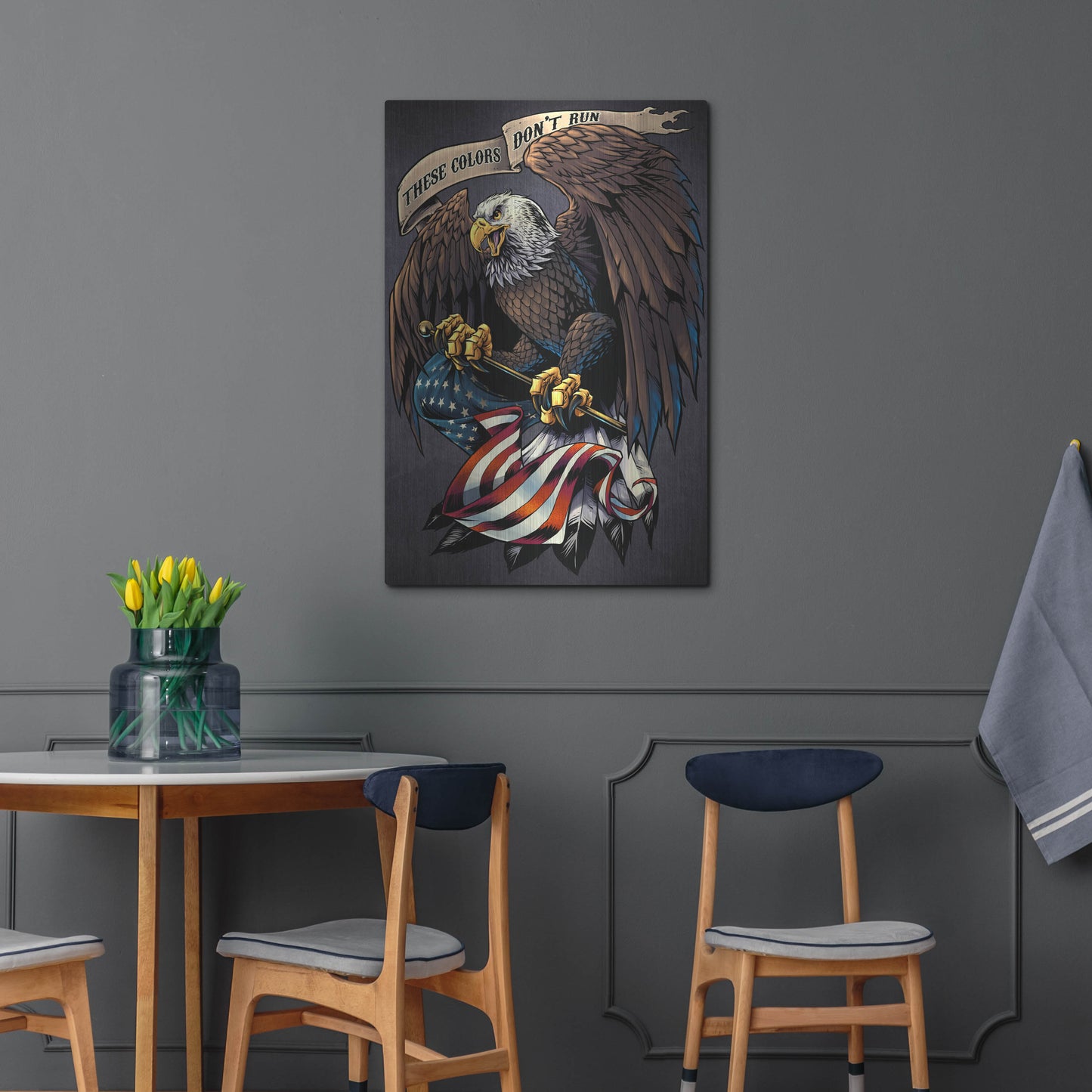 Luxe Metal Art 'Eagle Holding Flag' by Flyland Designs, Metal Wall Art,24x36