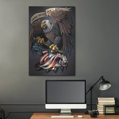 Luxe Metal Art 'Eagle Holding Flag' by Flyland Designs, Metal Wall Art,24x36