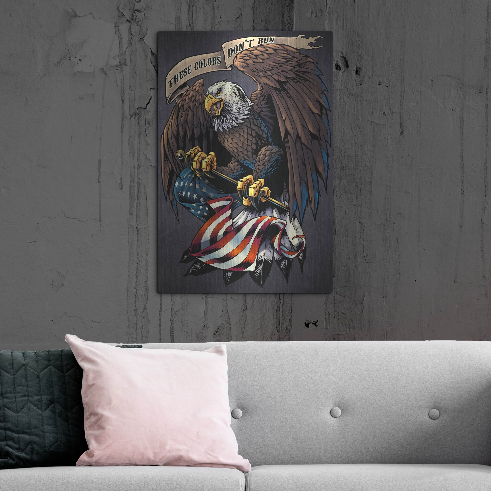 Luxe Metal Art 'Eagle Holding Flag' by Flyland Designs, Metal Wall Art,24x36