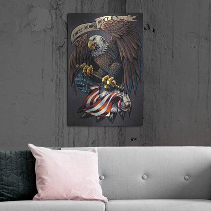 Luxe Metal Art 'Eagle Holding Flag' by Flyland Designs, Metal Wall Art,24x36