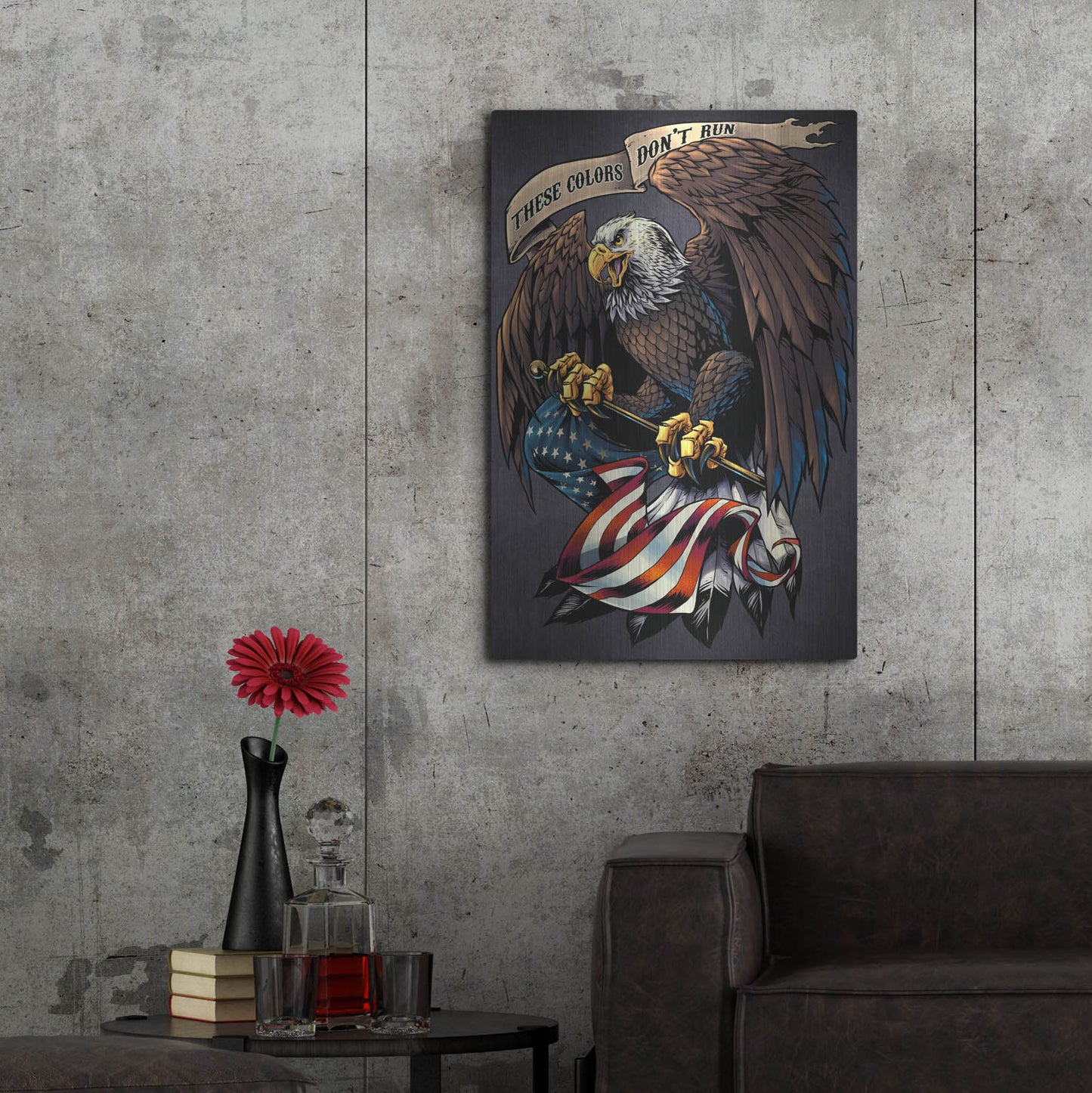 Luxe Metal Art 'Eagle Holding Flag' by Flyland Designs, Metal Wall Art,24x36