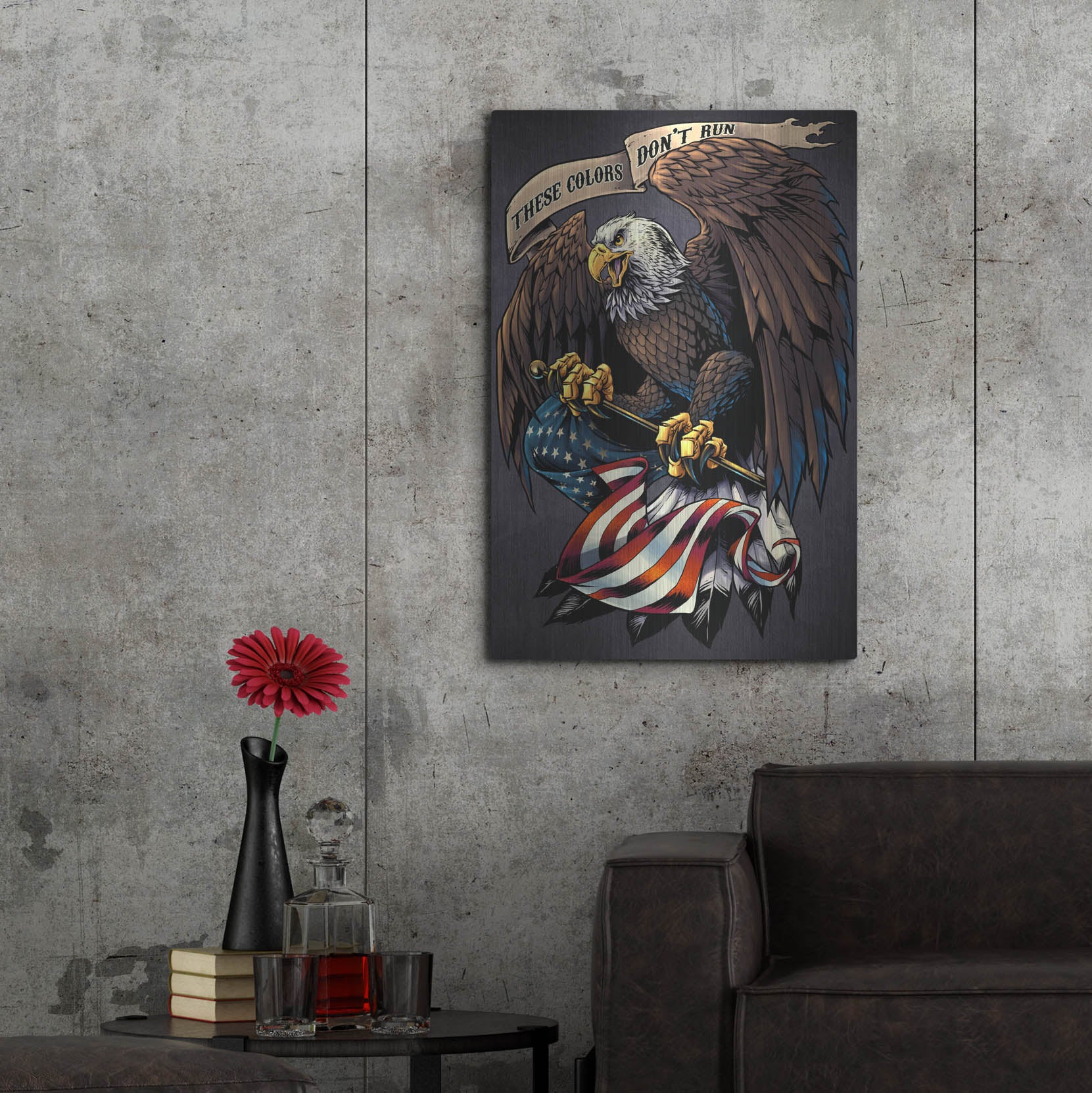 Luxe Metal Art 'Eagle Holding Flag' by Flyland Designs, Metal Wall Art,24x36