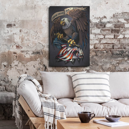 Luxe Metal Art 'Eagle Holding Flag' by Flyland Designs, Metal Wall Art,24x36