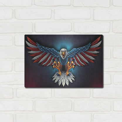 Luxe Metal Art 'Eagle With US Flag Wings Spread' by Flyland Designs, Metal Wall Art,16x12