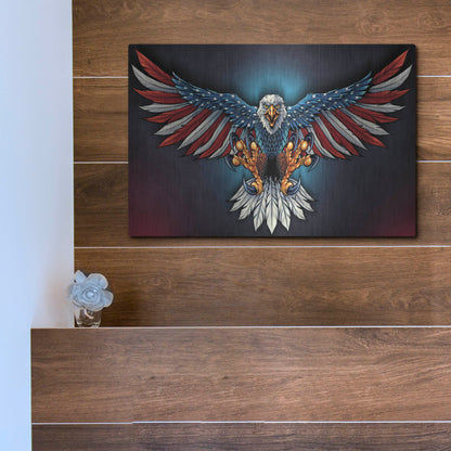 Luxe Metal Art 'Eagle With US Flag Wings Spread' by Flyland Designs, Metal Wall Art,16x12