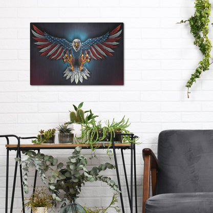Luxe Metal Art 'Eagle With US Flag Wings Spread' by Flyland Designs, Metal Wall Art,16x12