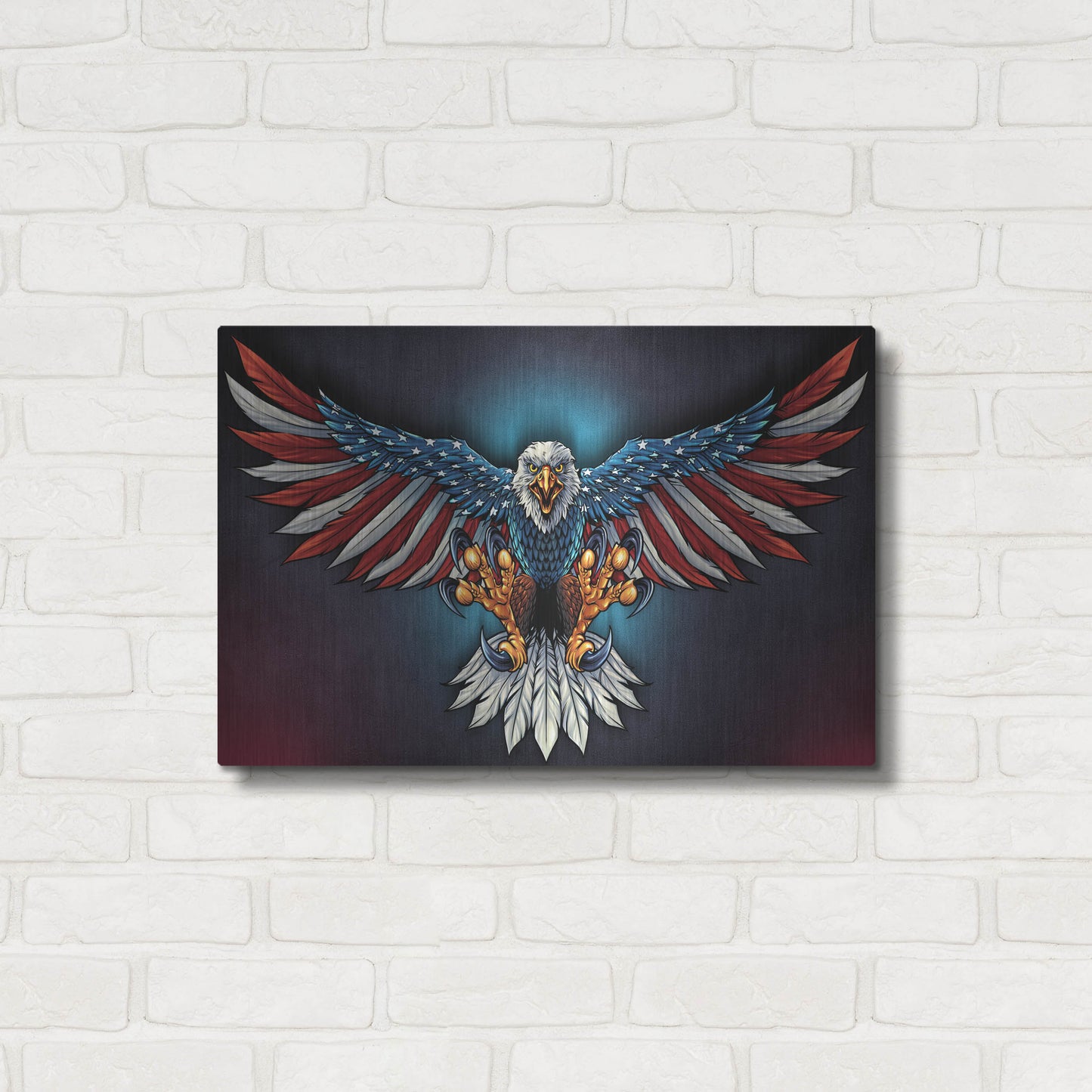 Luxe Metal Art 'Eagle With US Flag Wings Spread' by Flyland Designs, Metal Wall Art,24x16