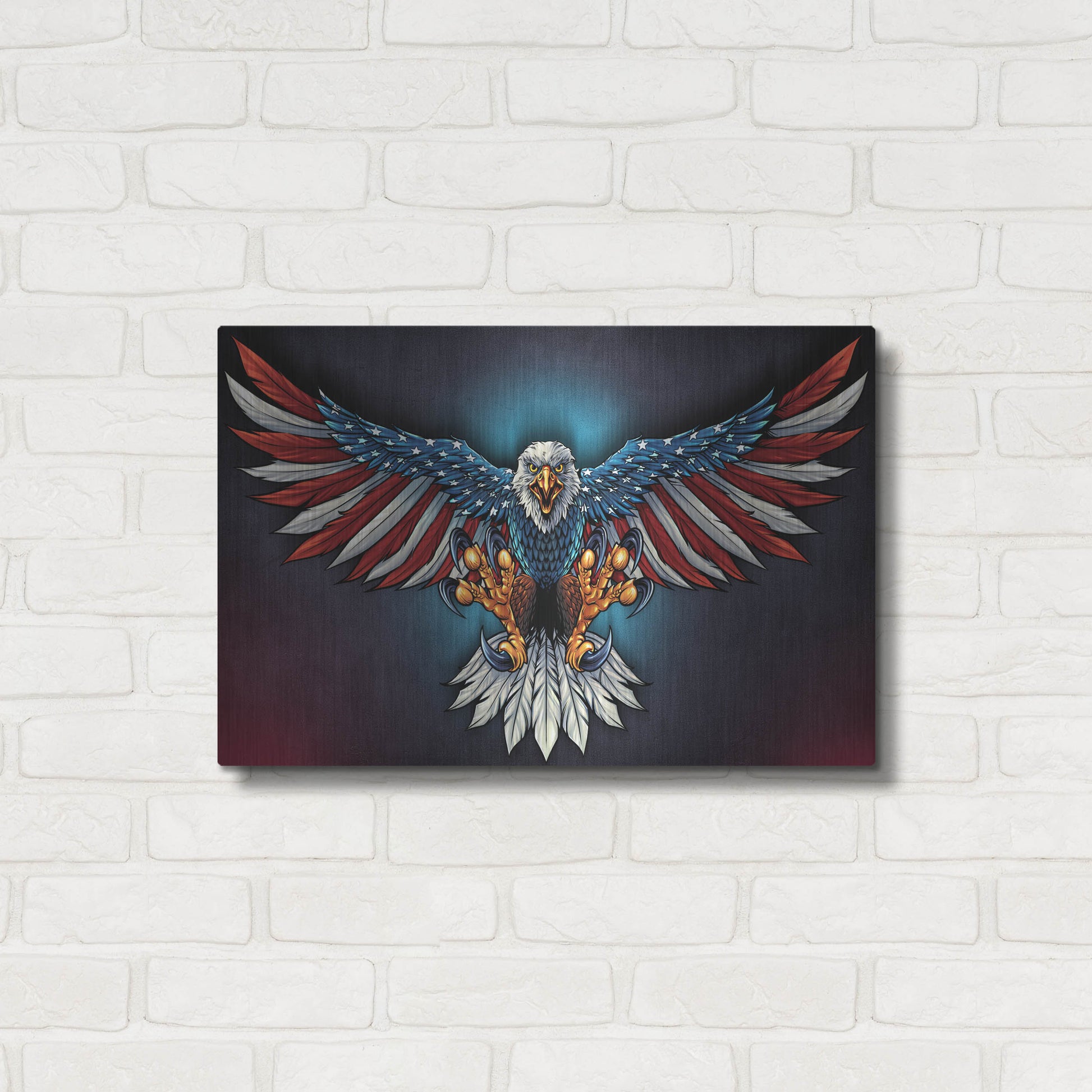 Luxe Metal Art 'Eagle With US Flag Wings Spread' by Flyland Designs, Metal Wall Art,24x16