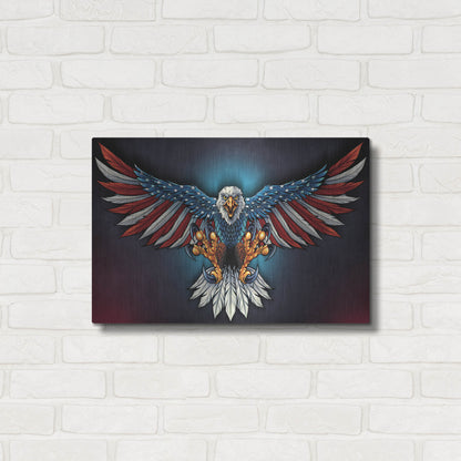Luxe Metal Art 'Eagle With US Flag Wings Spread' by Flyland Designs, Metal Wall Art,24x16
