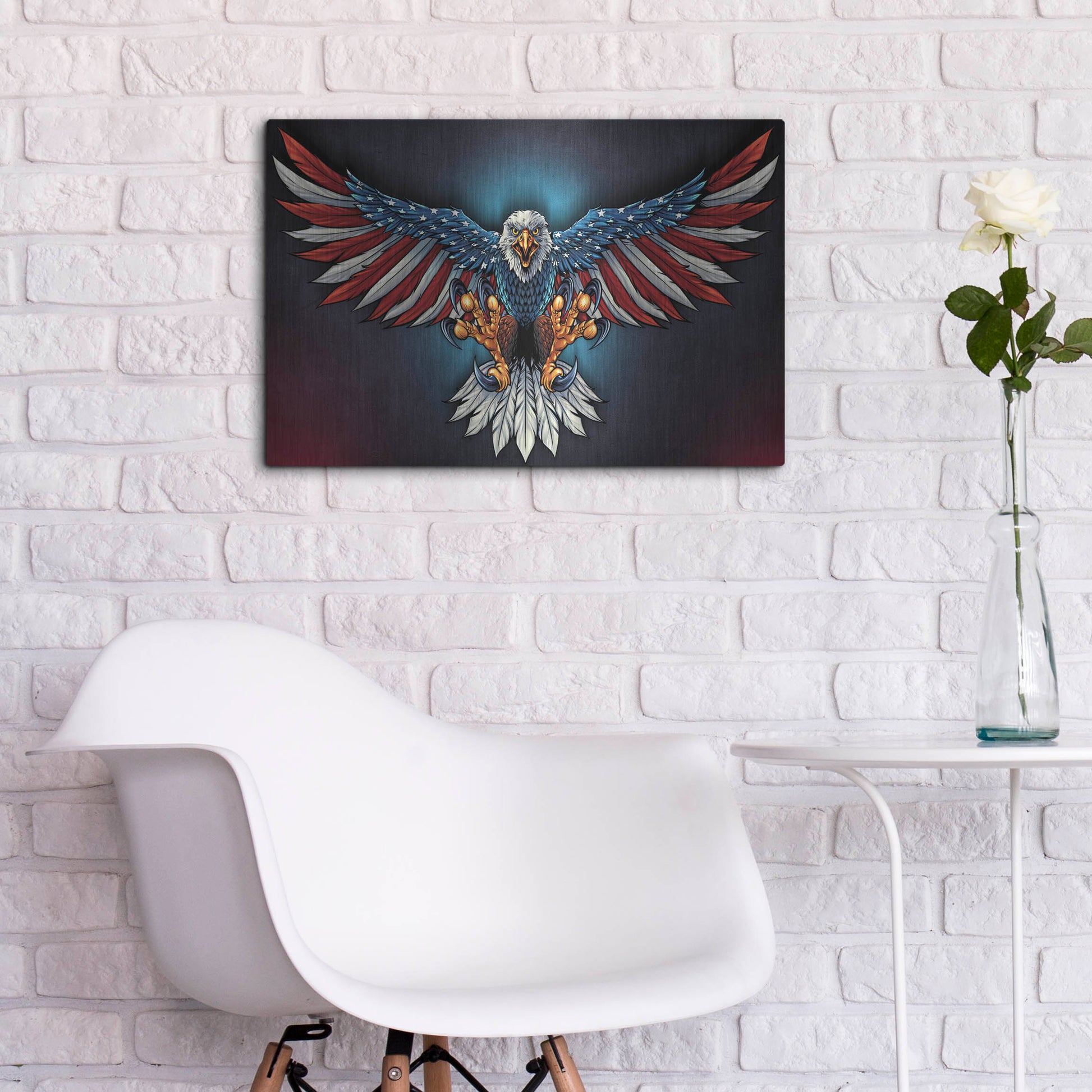 Luxe Metal Art 'Eagle With US Flag Wings Spread' by Flyland Designs, Metal Wall Art,24x16