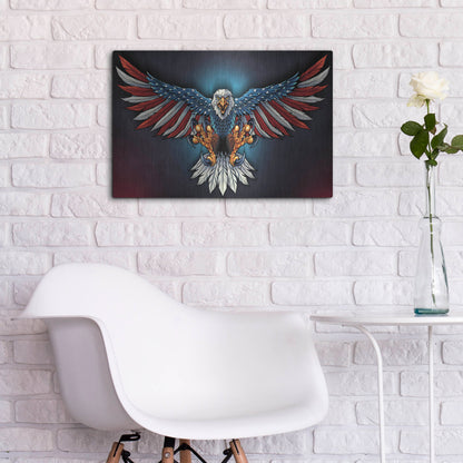 Luxe Metal Art 'Eagle With US Flag Wings Spread' by Flyland Designs, Metal Wall Art,24x16