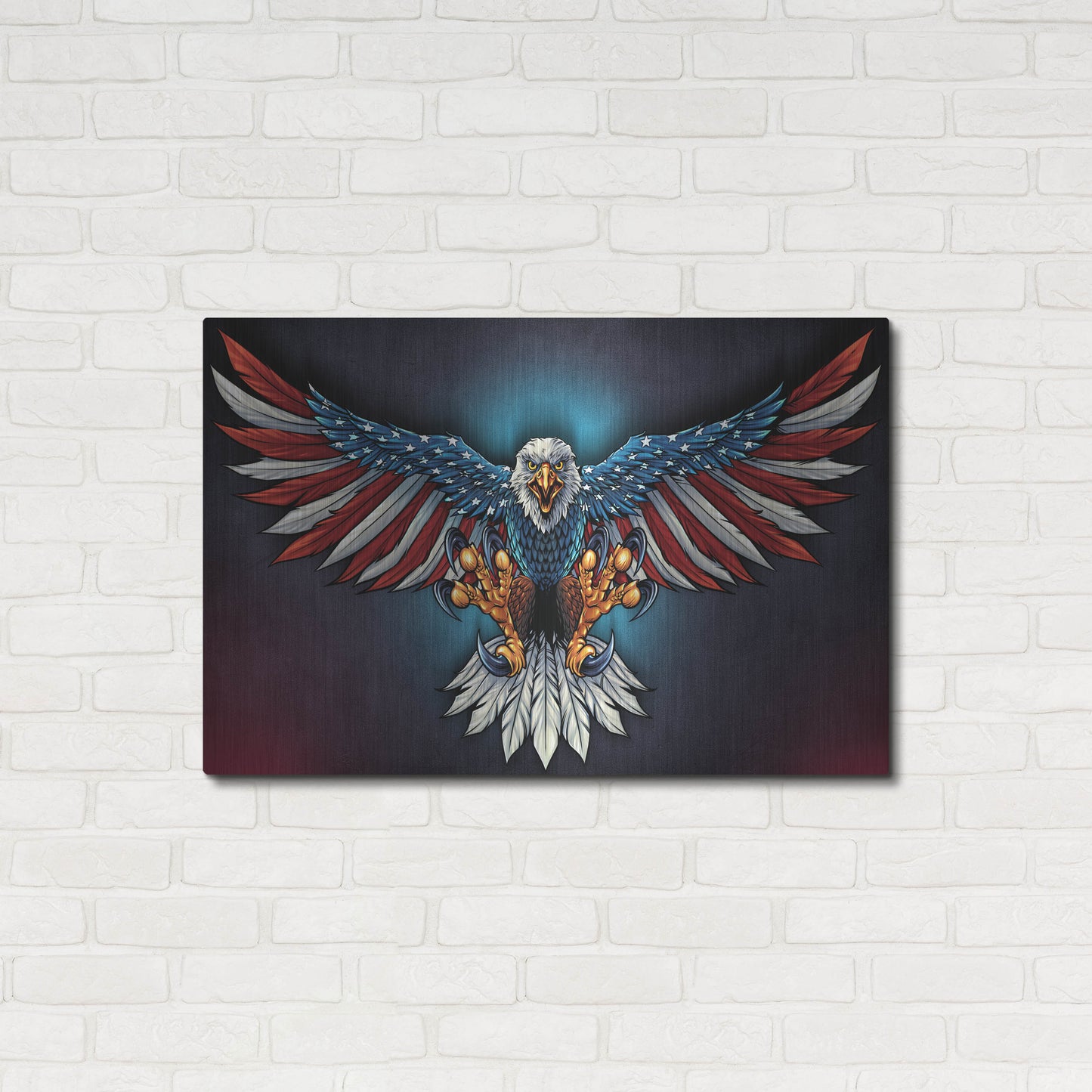 Luxe Metal Art 'Eagle With US Flag Wings Spread' by Flyland Designs, Metal Wall Art,36x24