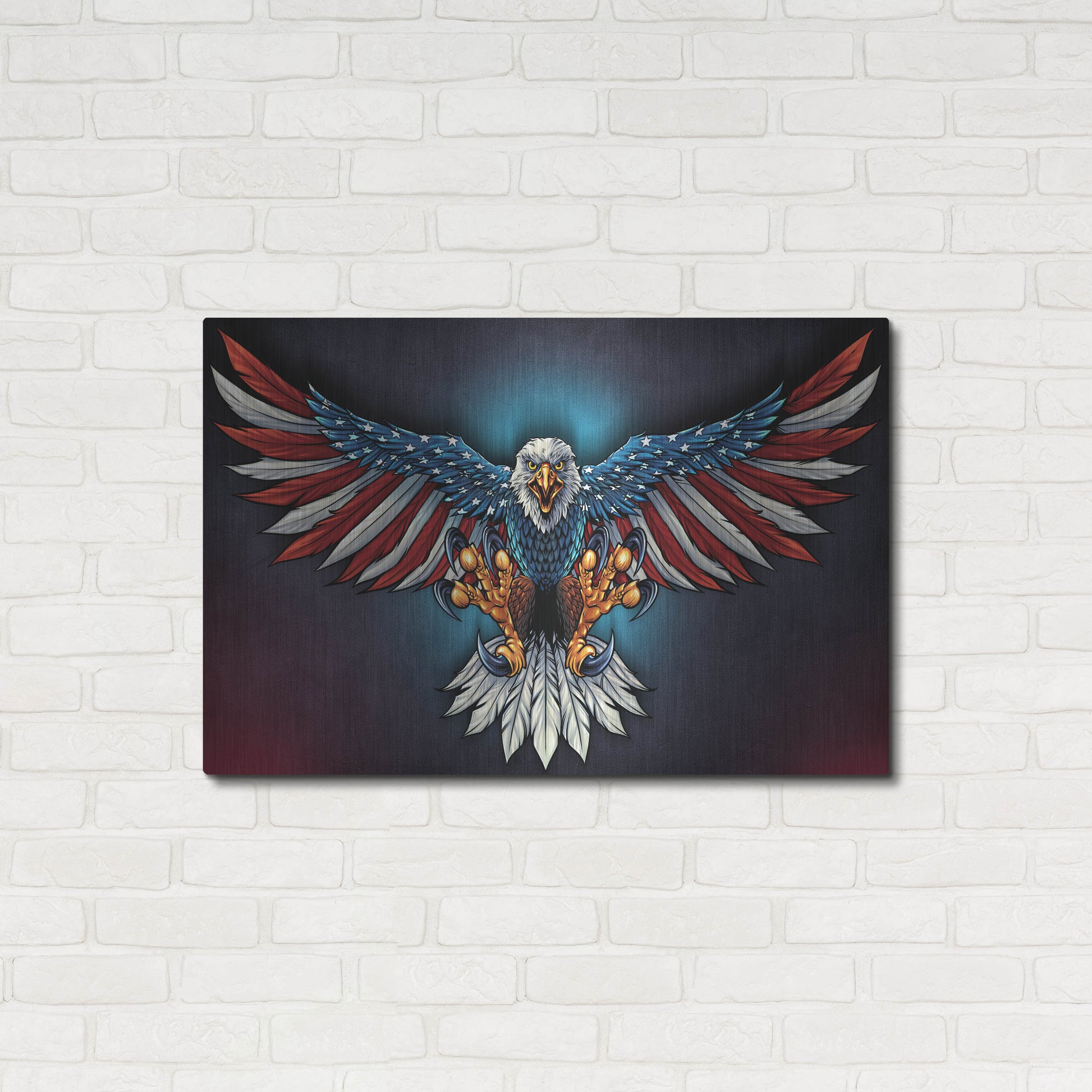 Luxe Metal Art 'Eagle With US Flag Wings Spread' by Flyland Designs, Metal Wall Art,36x24