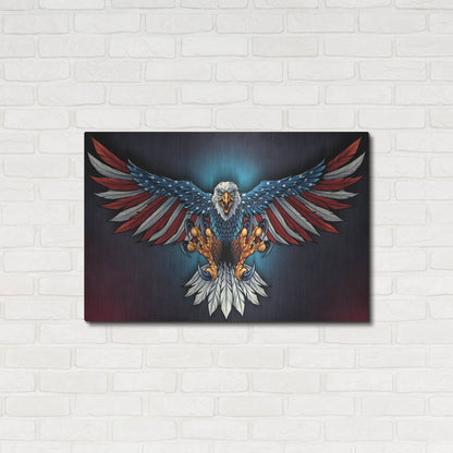 Luxe Metal Art 'Eagle With US Flag Wings Spread' by Flyland Designs, Metal Wall Art,36x24