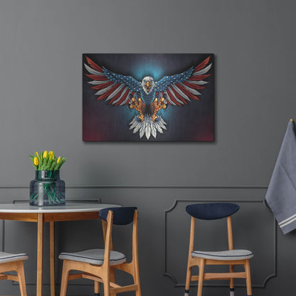 Luxe Metal Art 'Eagle With US Flag Wings Spread' by Flyland Designs, Metal Wall Art,36x24