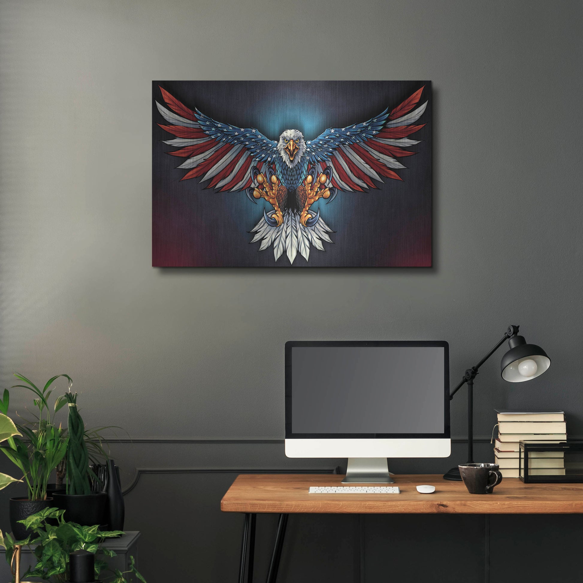 Luxe Metal Art 'Eagle With US Flag Wings Spread' by Flyland Designs, Metal Wall Art,36x24