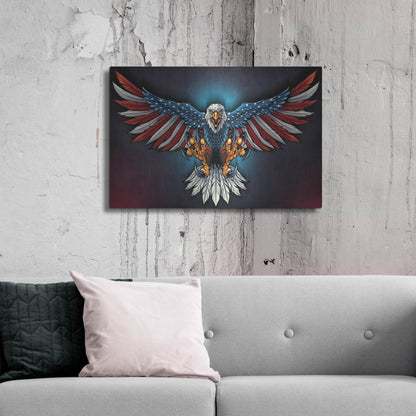 Luxe Metal Art 'Eagle With US Flag Wings Spread' by Flyland Designs, Metal Wall Art,36x24