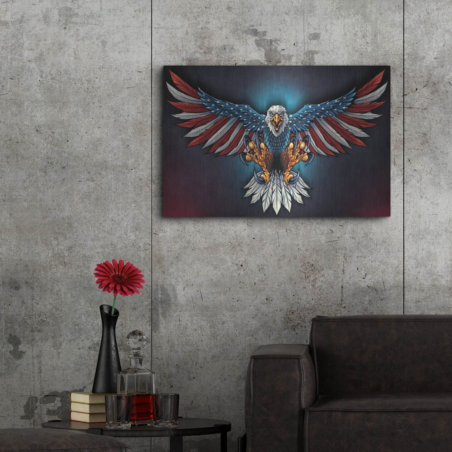 Luxe Metal Art 'Eagle With US Flag Wings Spread' by Flyland Designs, Metal Wall Art,36x24