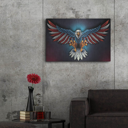 Luxe Metal Art 'Eagle With US Flag Wings Spread' by Flyland Designs, Metal Wall Art,36x24