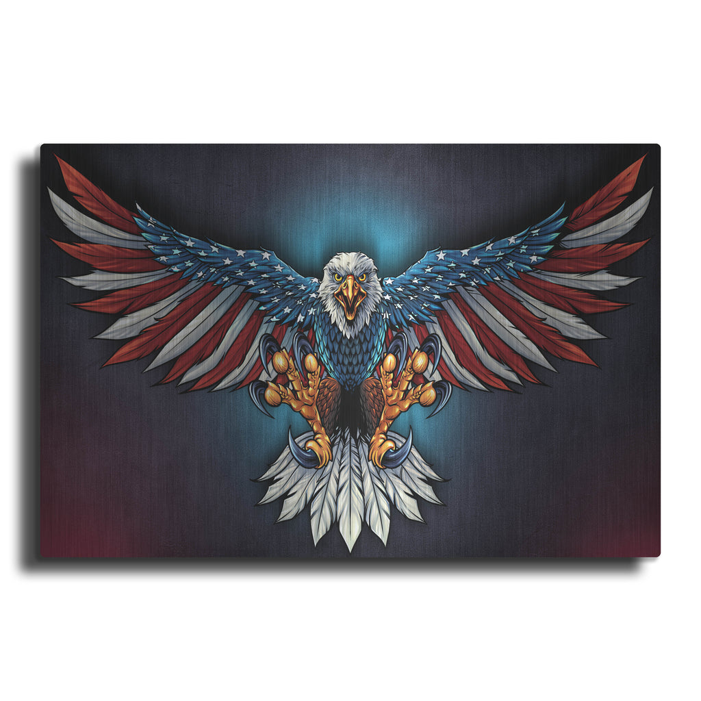 Luxe Metal Art 'Eagle With US Flag Wings Spread' by Flyland Designs, Metal Wall Art