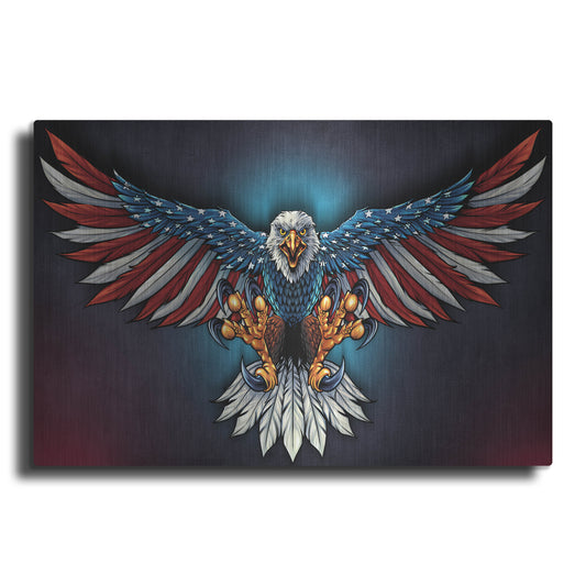 Luxe Metal Art 'Eagle With US Flag Wings Spread' by Flyland Designs, Metal Wall Art