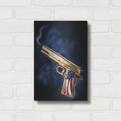 Luxe Metal Art 'Golden Gun' by Flyland Designs, Metal Wall Art,12x16