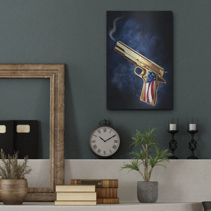 Luxe Metal Art 'Golden Gun' by Flyland Designs, Metal Wall Art,12x16